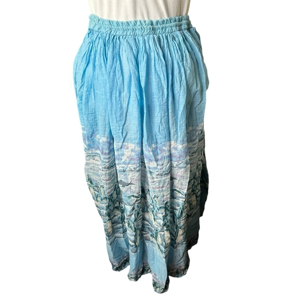Vintage circle crinkle skirt penguin ocean pattern Large Cotton Zero brand - Picture 4 of 8